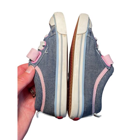 See Kai Run Girl 12.5 Kristin Chambray Denim Blue Pastel Rainbow Sneakers - Picture 12 of 12